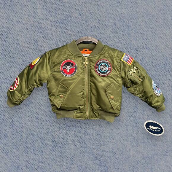 Up and Away Toddler Top Gun MA-1 Flight Green Bomber Jacket - Picture 1 of 7